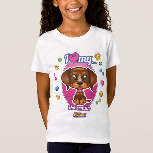 I Liebe mein Dobermann-Kleid (roter Dobermann) T-Shirt (Vorderseite)