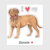 I Liebe mein Dogue de Bordeaux Vinyl Sticker (Blatt)