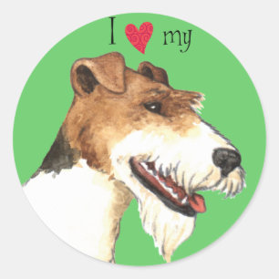 I Liebe mein Drahtfox-Terrier Runder Aufkleber