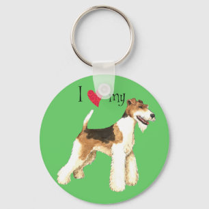 I Liebe mein Drahtfox-Terrier Schlüsselanhänger