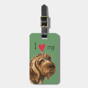 I Liebe mein Drahthaar, das Griffon zeigt Gepäckanhänger