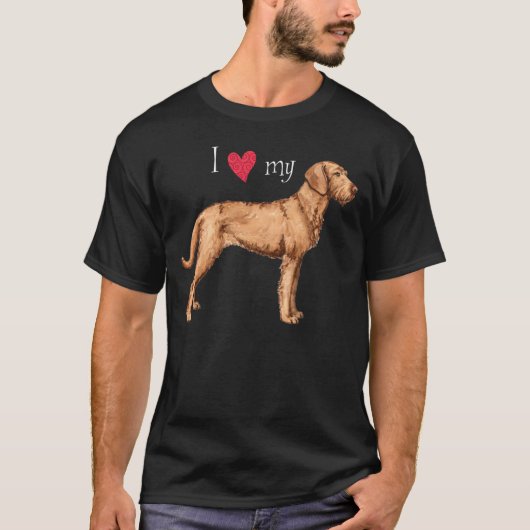 I Liebe mein Drahthaar Vizsla T-Shirt (Vorderseite)
