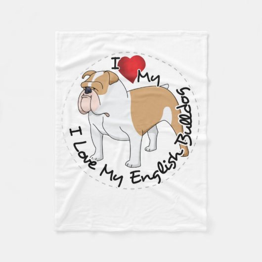 I Liebe mein englischer Bulldoggen-Hund Fleecedecke (Vorderseite)