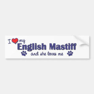 I Liebe mein englischer Mastiff (weiblicher Hund) Autoaufkleber
