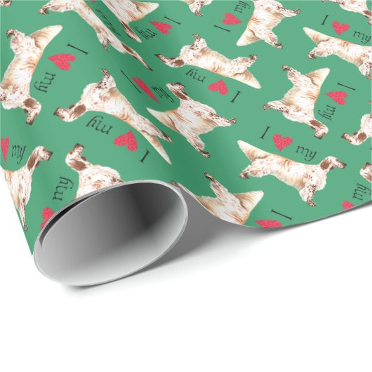 I Liebe mein englischer Setzer Geschenkpapier (Rolleneckpunkt)