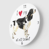 I Liebe mein englischer SpringerSpaniel Große Wanduhr (Winkel)