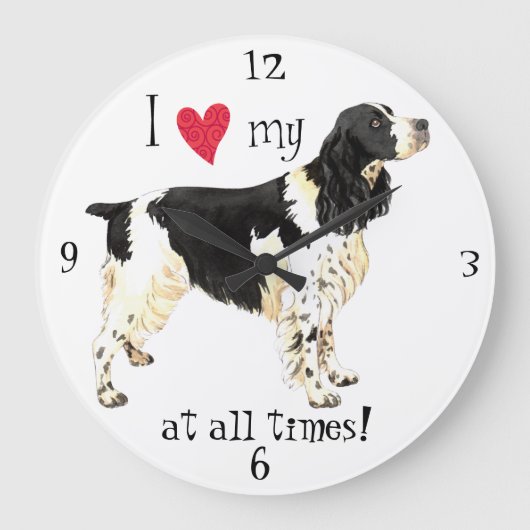 I Liebe mein englischer SpringerSpaniel Große Wanduhr (Vorderseite)