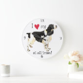 I Liebe mein englischer SpringerSpaniel Große Wanduhr (Zuhause)