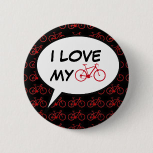 I Liebe mein Fahrrad Cartoon Button