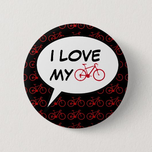 I Liebe mein Fahrrad Cartoon Button (Vorderseite)