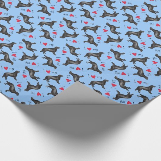 I Liebe mein Flach-Überzogener Retriever Geschenkpapier (Ecke)