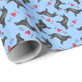 I Liebe mein Flach-Überzogener Retriever Geschenkpapier (Rolleneckpunkt)
