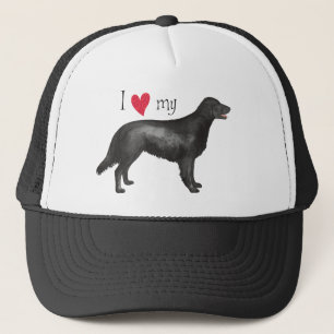 I Liebe mein Flach-Überzogener Retriever Truckerkappe