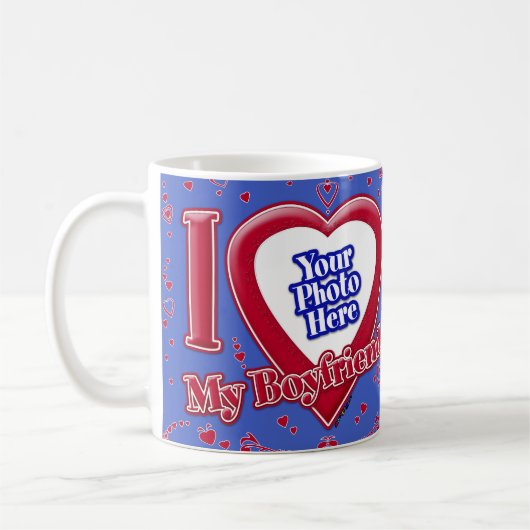 I Liebe Mein Freund Foto Red Hearts Deep Royal Bl Kaffeetasse (Links)