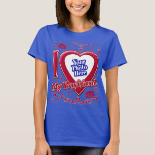 I Liebe Mein Freund Foto Red Hearts Deep Royal Bl T-Shirt