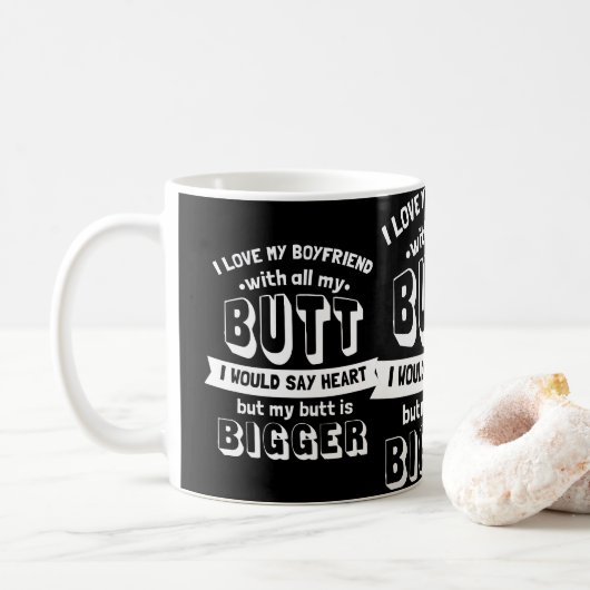 I Liebe mein Freund mit meinem ganzem gemeinen Kaffeetasse (Mit Donut)
