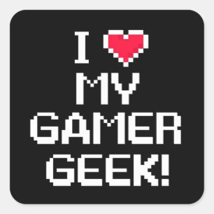 I Liebe mein GamerGeek Quadratischer Aufkleber