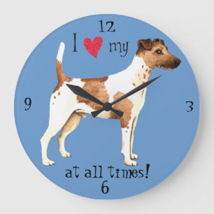 I Liebe mein glatter Fox-Terrier Große Wanduhr