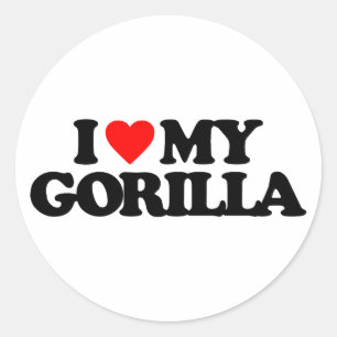 I LIEBE MEIN GORILLA RUNDER AUFKLEBER