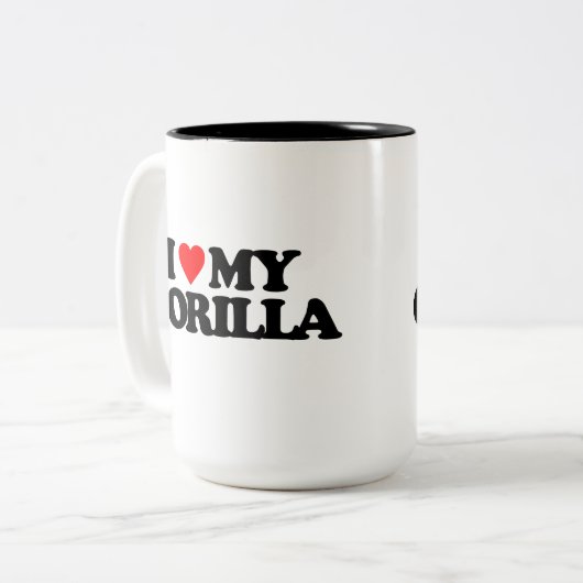 I LIEBE MEIN GORILLA ZWEIFARBIGE TASSE (Vorderseite Links)