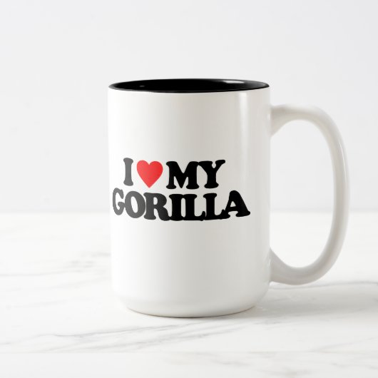 I LIEBE MEIN GORILLA ZWEIFARBIGE TASSE (Rechts)