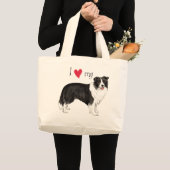 I Liebe mein Grenzcollie Jumbo Stoffbeutel (Vorderseite (Produkt))