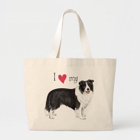 I Liebe mein Grenzcollie Jumbo Stoffbeutel (Vorne)