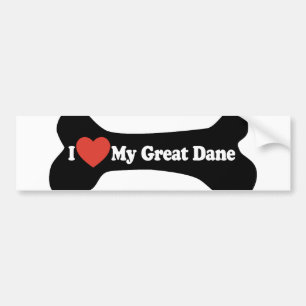 I Liebe mein großer Däne - Hundeknochen Autoaufkleber