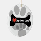 I Liebe mein großer Däne - Hundeknochen Keramikornament (Rechts)