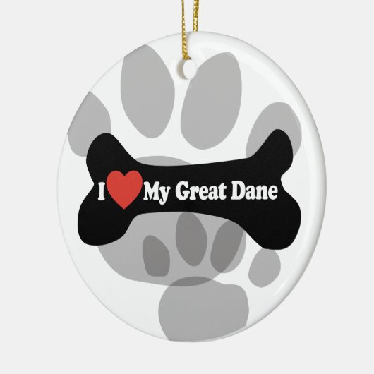 I Liebe mein großer Däne - Hundeknochen Keramikornament (Links)