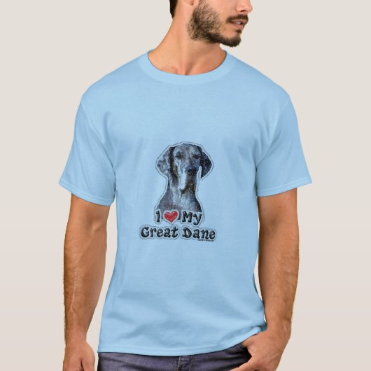 I Liebe mein großer Däne-Sattel-T-Shirt T-Shirt (Vorderseite)
