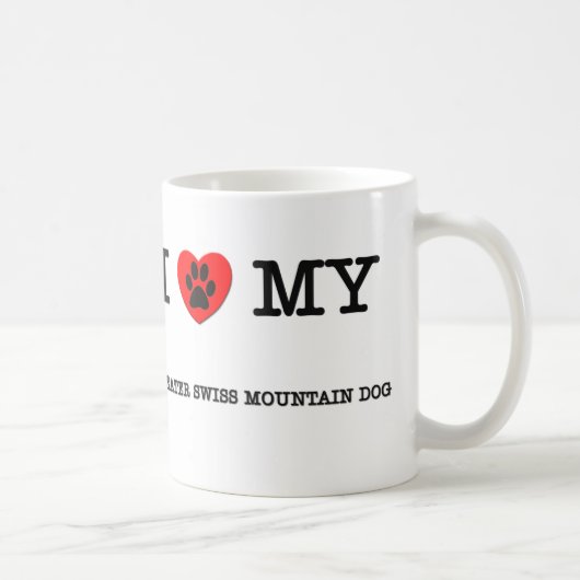 I LIEBE MEIN GRÖSSERER SCHWEIZER GEBIRGShund Kaffeetasse (Rechts)