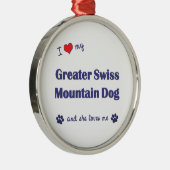 I Liebe mein größerer Schweizer Gebirgshund Ornament Aus Metall (Rechts)