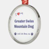I Liebe mein größerer Schweizer Gebirgshund Ornament Aus Metall (Links)