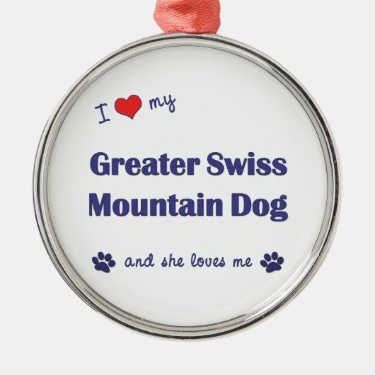 I Liebe mein größerer Schweizer Gebirgshund Ornament Aus Metall (Vorne)