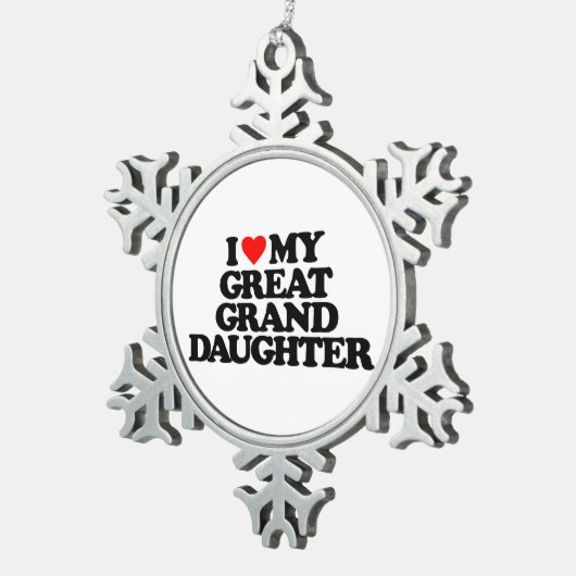 I LIEBE MEIN GROSSES - ENKELIN SCHNEEFLOCKEN Zinn-Ornament (Rechts)