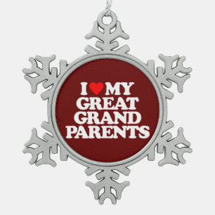 I LIEBE MEIN GROSSES - GROSSELTERN SCHNEEFLOCKEN Zinn-Ornament