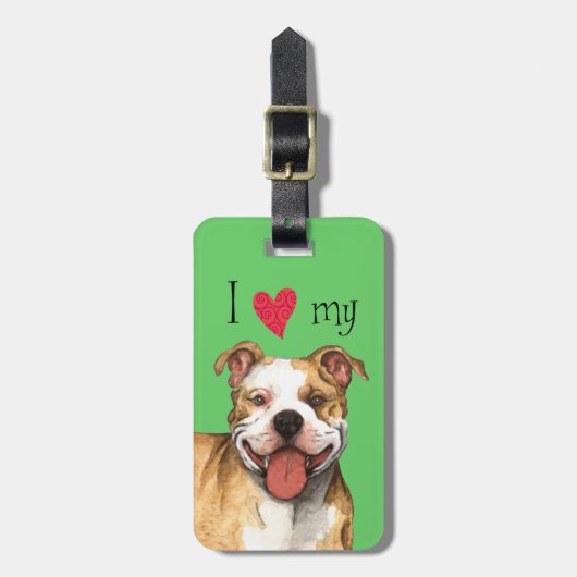 I Liebe mein Gruben-Stier-Terrier Gepäckanhänger (Vorderseite vertikal)
