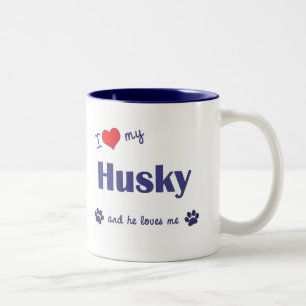 I Liebe mein heiseres (männlicher Hund) Zweifarbige Tasse