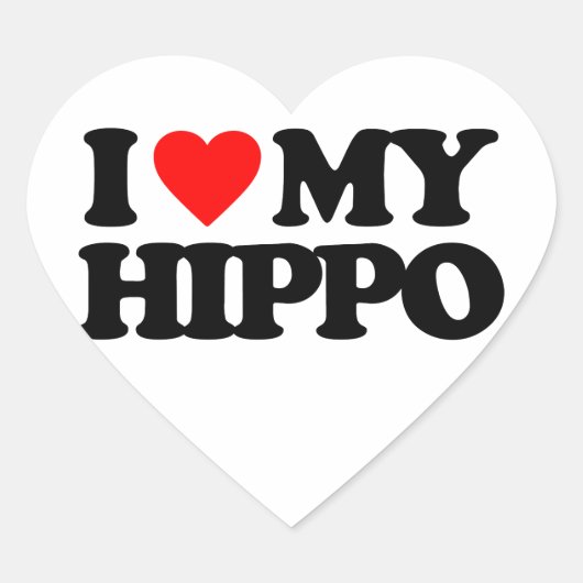 I LIEBE MEIN HIPPO Herz-Aufkleber (Vorderseite)