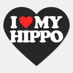 I LIEBE MEIN HIPPO Herz-Aufkleber