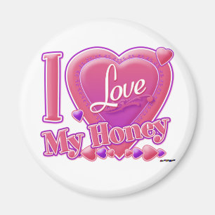 I Liebe Mein Honig rosa/lila - Herz Magnet