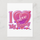 I Liebe Mein Honig rosa/lila - Herz Postkarte (Vorderseite)