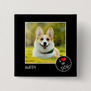 I Liebe Mein Hund, Custom Foto - Heimtiere lieben Button