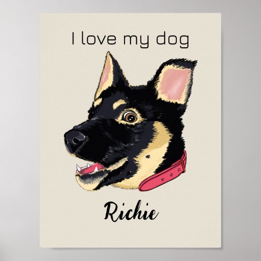 I Liebe Mein Hund Niedlicher Welpenname Poster (Vorne)