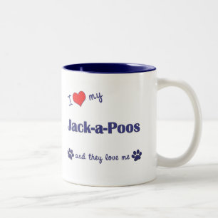 I Liebe mein Jack-ein-Poos (mehrfache Hunde) Zweifarbige Tasse