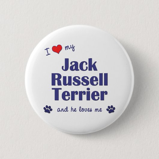 I Liebe mein Jack-Russell-Terrier (männlicher Button (Vorderseite)