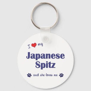 I Liebe mein japanischer Spitz (weiblicher Hund) Schlüsselanhänger