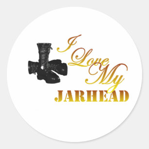 I Liebe mein Jarhead 4 Runder Aufkleber
