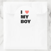 I Liebe mein Junge Runder Aufkleber (Tasche)